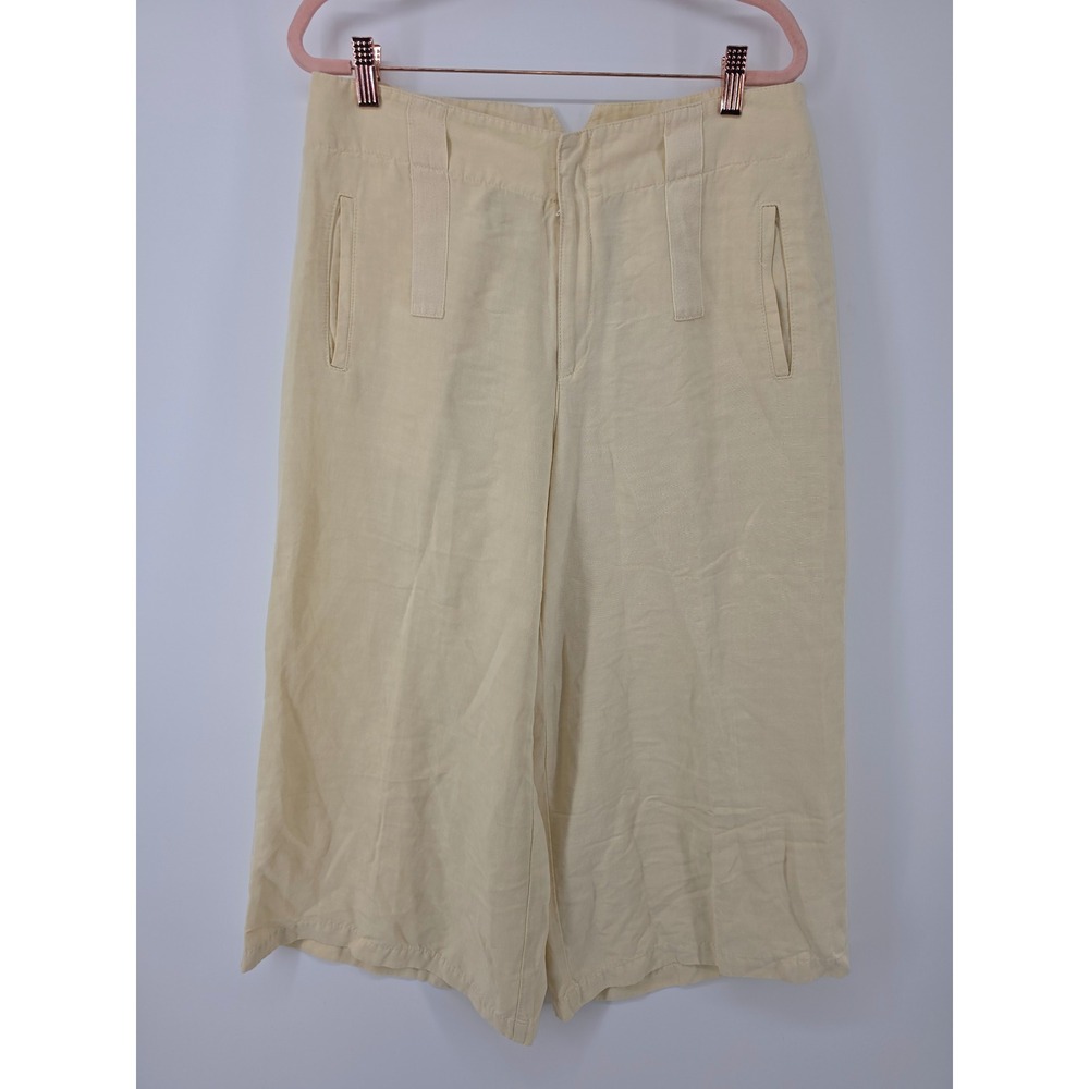 Nanette Lepore Womens Pale Yellow High Rise Wide Leg Culottes Pants Size 10